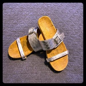 Coach snakeskin embossed leather slide sandals